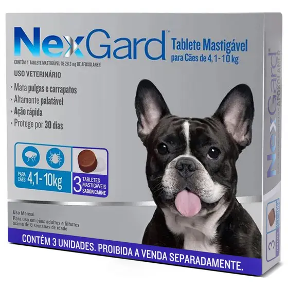 Nexgard 4 a 10 KG 3 Comprimidos Antipulgas e Carrapatos Para Cachorro