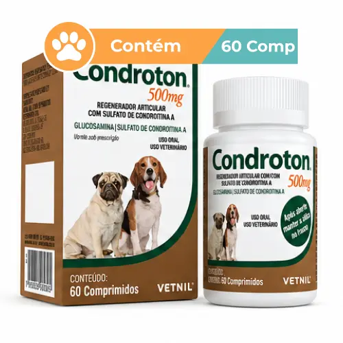 Condroton 500mg Vetnil Suplemento Cães 60 Comprimidos