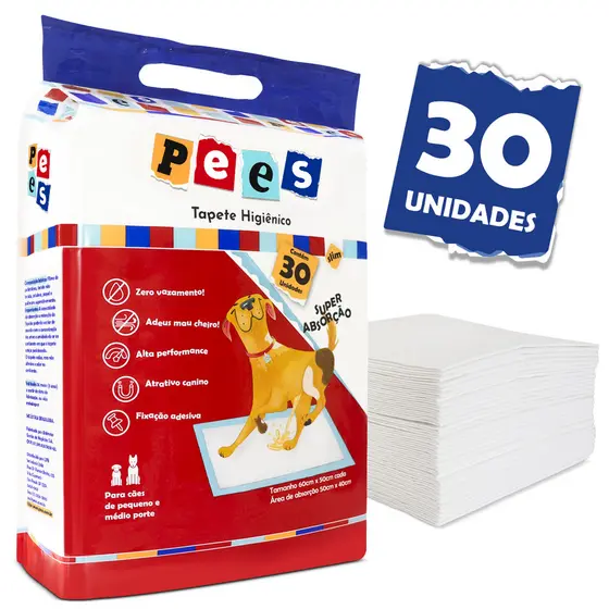 Tapete Higiênico Slim Pees Para Cães  30 Unidades  50x60cm