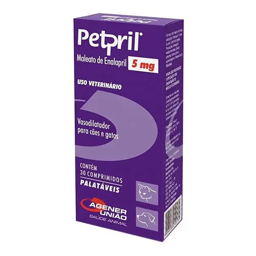 Petpril 5mg Enalapril Cães e Gatos 30 Comprimidos