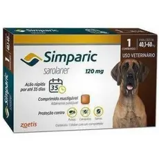 Antipulgas e Carrapatos Simparic 120mg para Cães de 40 a 60kg – 1 Comprimido – Zoetis