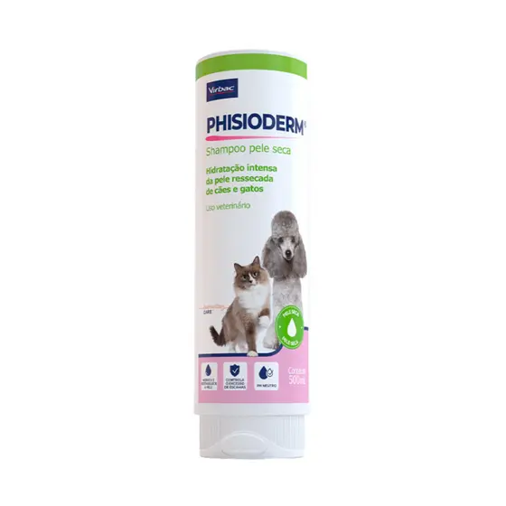 Shampoo Phisioderm Virbac Cães Gatos Pele Seca 500 ml