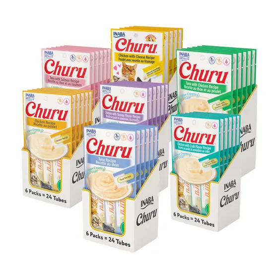 Kit 6 Churu Petisco Para Gatos 336 g - 6 Embalagens De 54 g Cada - Sabores Variados