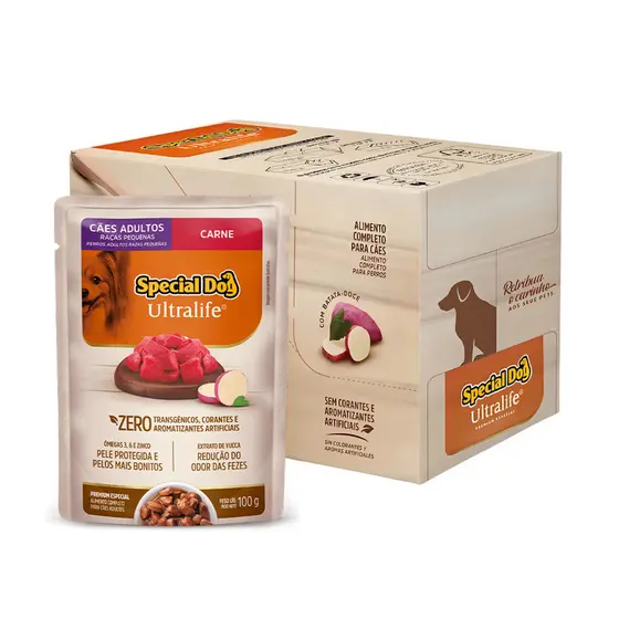 Kit 12 Sachês Special Dog Raças Pequenas Carne Ultra Life 100 g