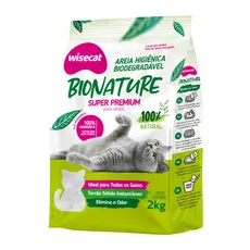Wisecat - Areia Higiênica Bionature (Verde) - Biodegradável - Tradicional - Super Premium - 2 Kg