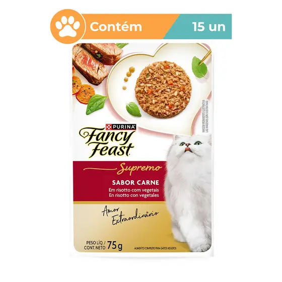 Ração Úmida Fancy Feast Supremo Carne Gatos 15x75g