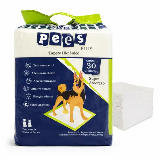 Tapete Higiênico para Cães Pees Plus Neutro 30 Un 80x60cm