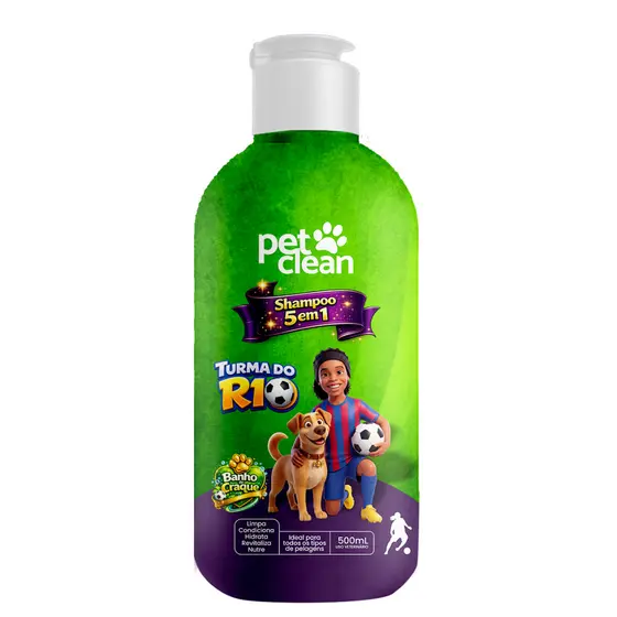 Shampoo 5 em 1 Pet Clean Caes e Gatos Turma do R10 500ml