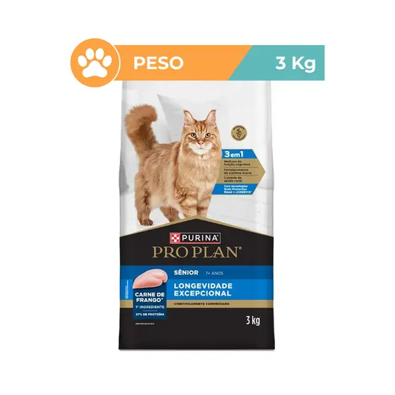 Ração Pro Plan Longevidade Gatos Sênior 7+ 3kg