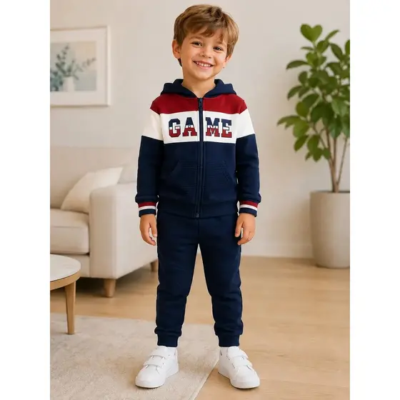 Conjunto Menino Moletom Ziper Capuz Flanelado Inverno Kyly