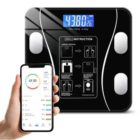 Balança Corporal Bioimpedância Profissional Bluetooth Medidora Corporal Bioimpedância