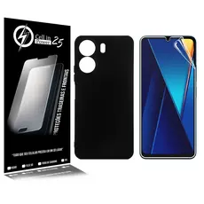 Capa Silicone Premium aveludada + Película De Hydrogel HD Para Xiaomi Poco C65 Tela 6.74  - Cell In Power25