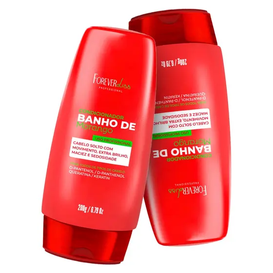 Kit 02 Forever Liss Banho De Morango Condicionador 200g