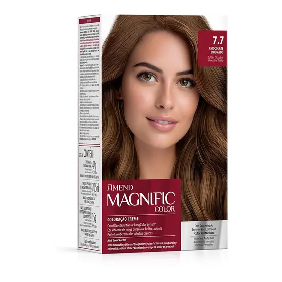 Coloração Tintura Capilar Creme 7.7 Chocolate Dourado Amend