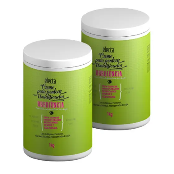 Kit 02 Creme Para Pentear Umidificador Obediência Hanova 1kg