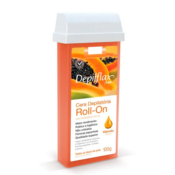 Refil Cera Depilatória Roll On Mamão Depilflax 100g