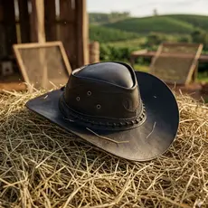 Chápeu country masculino de couro legitimo americano festa de peão