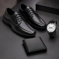 Kit Sapato Social Relogio Ponteiro Carteira Slim Masculino