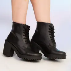 Bota Coturno Preta Salto Tratorada Feminina