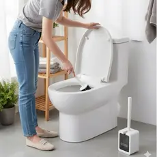 Escova Sanitária Plástico Suporte Fechado Higiênico Limpar Vaso Cerdas Firmes