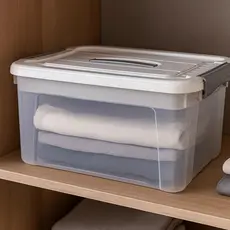 Organizador Plástico 20 Litros Cesto Tampa Guardar Roupas Brinquedos Cozinha Banheiro