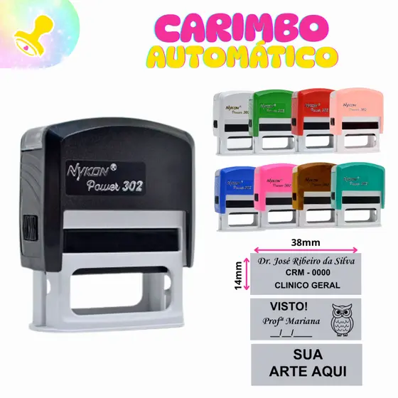 Carimbo Automático Personalizado Profissional Nykon 302- Dados Incluídos médico enfermeira professor