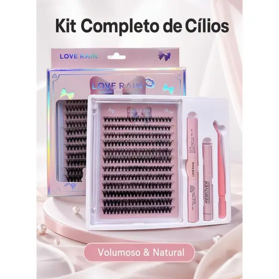 Kit De Pacotes De Cílios Postiços De Vison-240 Clusters De Volume 0.07D Individuais+Removerdor Para Extensõe