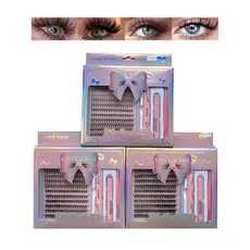 Kit De Pacotes De Cílios Postiços De Vison-240 Clusters De Volume 0.07D Individuais+Removerdor Para Extensõe