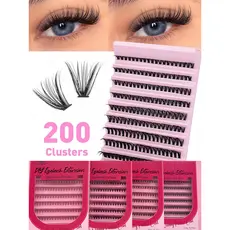 FADVAN DIY Clusters Cílios 200 Pacotes Extensão De Naturais 8-16mm D Curl 10D 20D 30D 40D Extensões Fofos