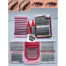 LOVÉ RAIN KIT Cílios caixa mix 9-14 Mix +COLA Extensões de Cílios DIY Alta Qualidade Sem Resíduo