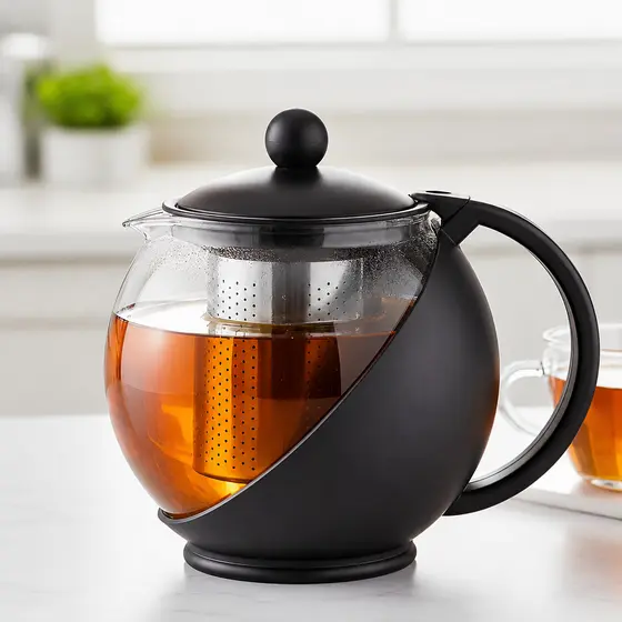 Chaleira de Vidro Borossilicato 750ml c/ Infusor Inox, Bule, Tampa e Alça, Resistente, chá e café