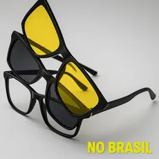 armação de óculos clip on 3 em 1 com fixação magnética feito em acetato unissex masculino e feminino
