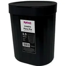 Xplast - Lixeira Pia Cozinha 2,5l Com Tampa - Click - Preta