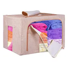 Cesto Caixa Organizadora Roupas Brinquedos Lençol Edredom Guarda Roupa Dobrável Visor Transparente