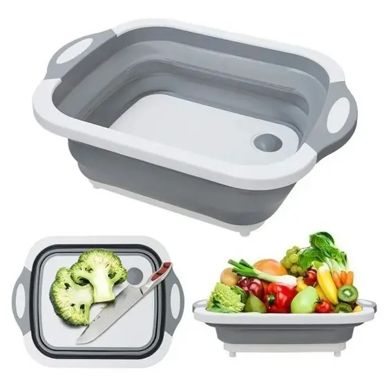 Tábua Bacia Cesta Retrátil Silicone Multifuncional Cozinha