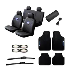 Kit Capas Banco Couro Carro Volkswagen Tapete Palheta Spacefox Voyage Parati Santana