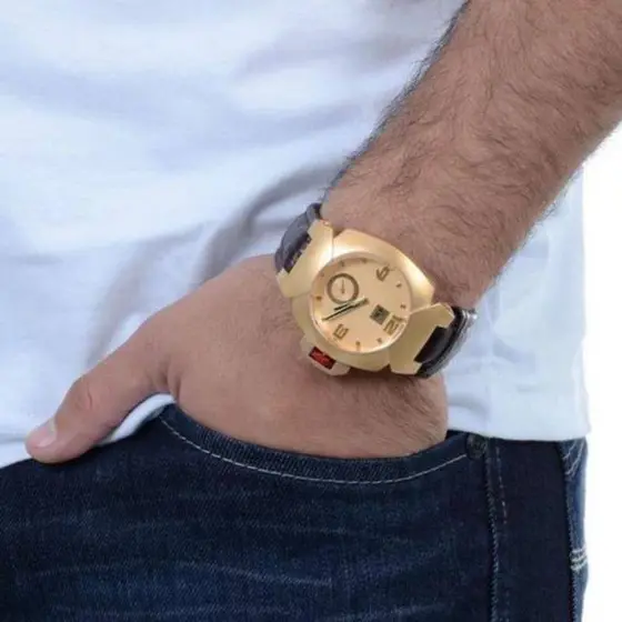 Relógio Quik Foxhound prova d’água na caixa multifuncional gira todos os ponteiros pulseira de couro muito resistente vidro mineral ( a pronta entrega )