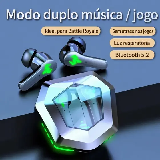 Fone Gamer Bluetooth | Modelo N35 Com e Estojo USB-C. Para Free Fire, PUBG, COD Mobile