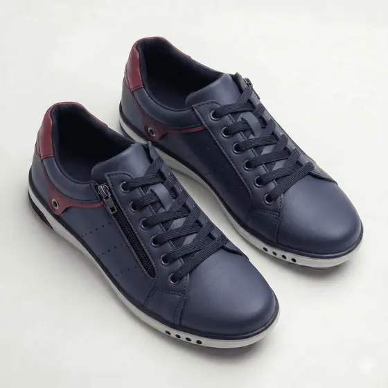 Tênis Masculino Azul Star Fox Ziper e Cadarço Calce Casual