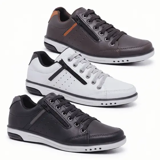 Kit 3 Pares De Sapatenis Masculino Star Fox Elastico Confortavel 750 A3