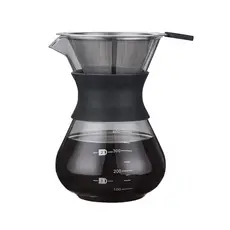 Passador De Café Vidro E Coador Inox 800/600/400 ML Alça Silicone