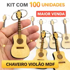 100 Chaveiros De Violão Instrumento Musical Madeira Mdf 6mm Chaveiro lembrancinha