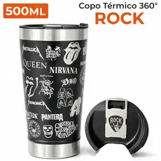 Copo Térmico Personalizado360° Bandas Beatles Scorpions Metallica Guns n´Roses Kiss Rock in Roll