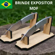 2 Canivete Camping Coleção Pesca Resistente Alta Qualidade Inox Com Presilha Trava + Suporte Mdf