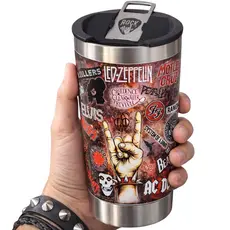 Copo Térmico Rock Aço Inox 500ml  Copo de Bandas Rock 360° Presente Para Fãs de Rock, Cerveja e Café