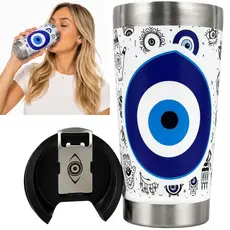 Copo Térmico 473ml Inox Parede Dupla UV 360 Olho Grego Premium Mantém Gelado Com Abridor