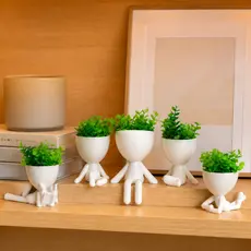 Kit 5 Mini Vasinhos COM Planta Inclusa, Lembrancinha, Decoração para Casa, Sala, Estante, Enfeite, 6 cm altura, cachepot