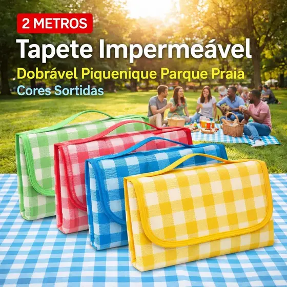 Tapete Impermeável 2 Metros Dobrável Piquenique Parque Praia