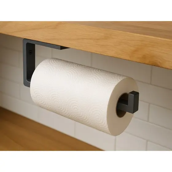 Suporte para Rolo de Papel Toalha de Parede Preto | Organizador para Cozinha