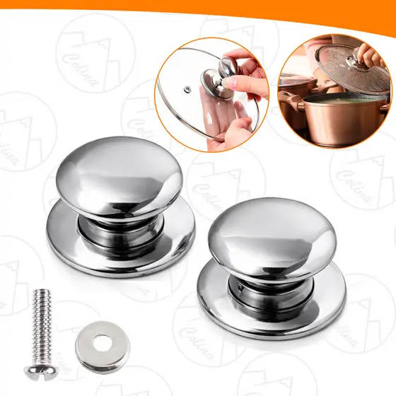 Kit 2 Puxador Tampa de Panela Pomel Universal Botão Pegador Tampa Panela Parafuso Resistente Calor